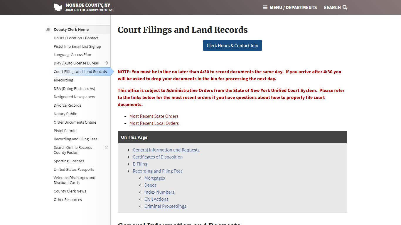 County Clerk - Court Filings and Land Records - Monroe County